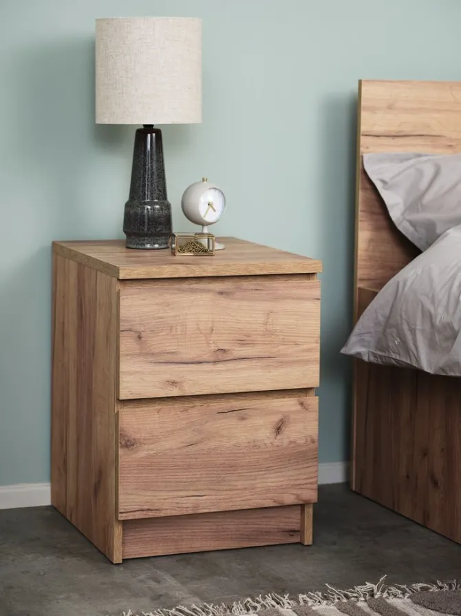 Sengebord LIMFJORDEN 2 skuffer natur egefarve