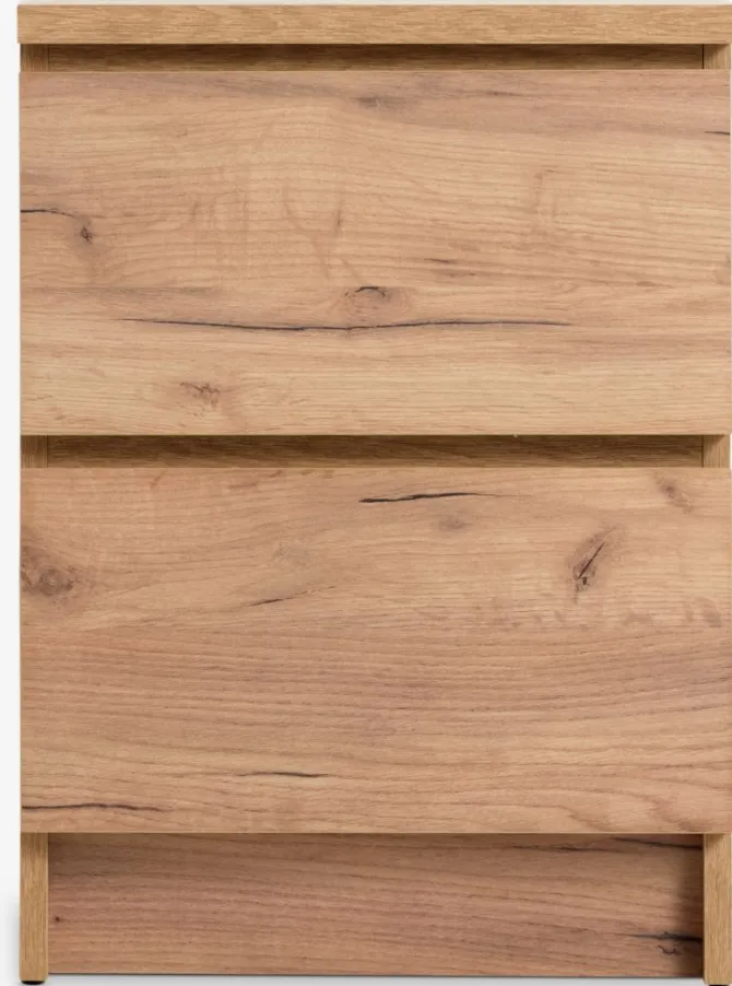 Sengebord LIMFJORDEN 2 skuffer natur egefarve