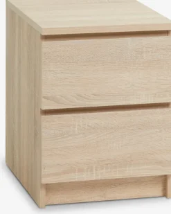 Sengebord LIMFJORDEN 2 skuffer lys egefarve