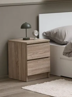 Sengebord LIMFJORDEN 2 skuffer lys egefarve