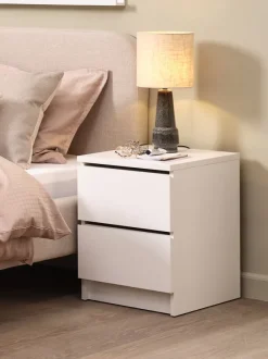 Sengebord LIMFJORDEN 2 skuffer hvid