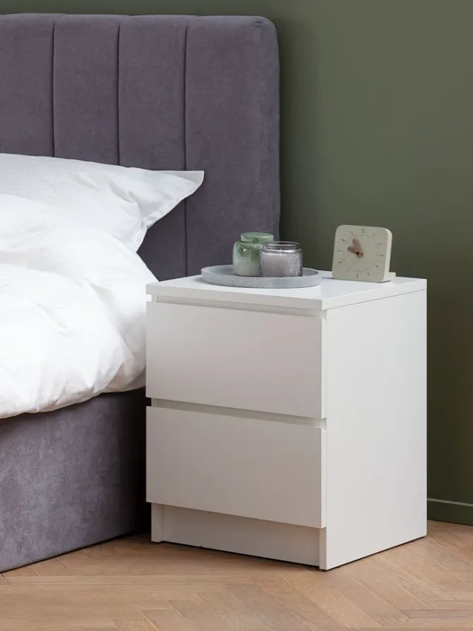 Sengebord LIMFJORDEN 2 skuffer hvid
