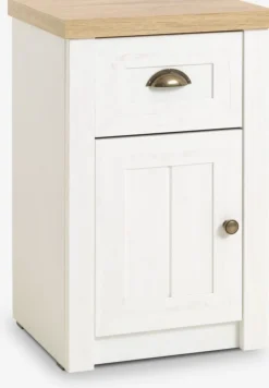 Sengebord MARKSKEL 1 skuffe hvid/egefarve