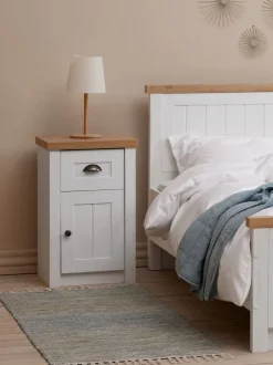 Sengebord MARKSKEL 1 skuffe hvid/egefarve