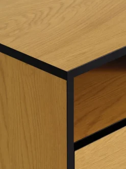 Sengebord ODENSE 2 skuffer egefarve/sort