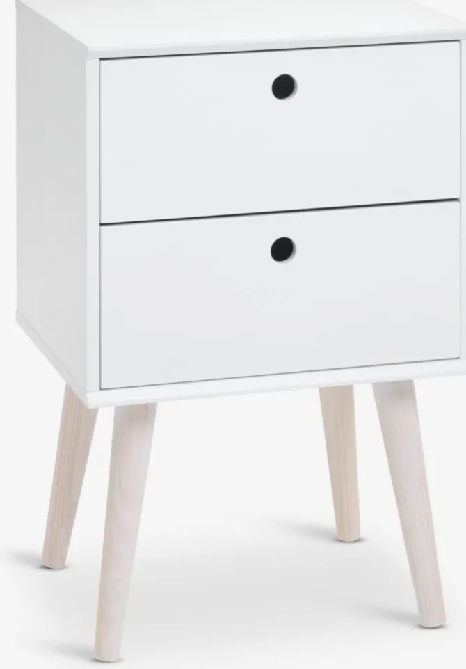 Sengebord OPLEV 2 skuffer hvid/fyr