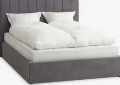 Sengeramme HASLEV 140x200 m/opbevaringsplads mørkegråt stof