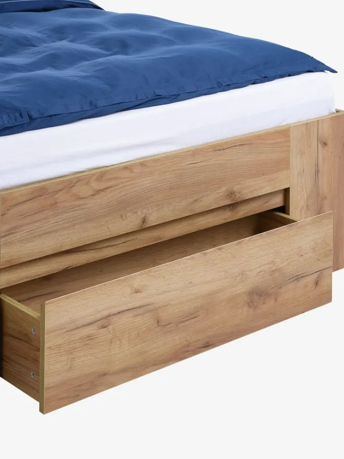 Sengeramme LIMFJORDEN 140x200 3 skuffer egefarve natur