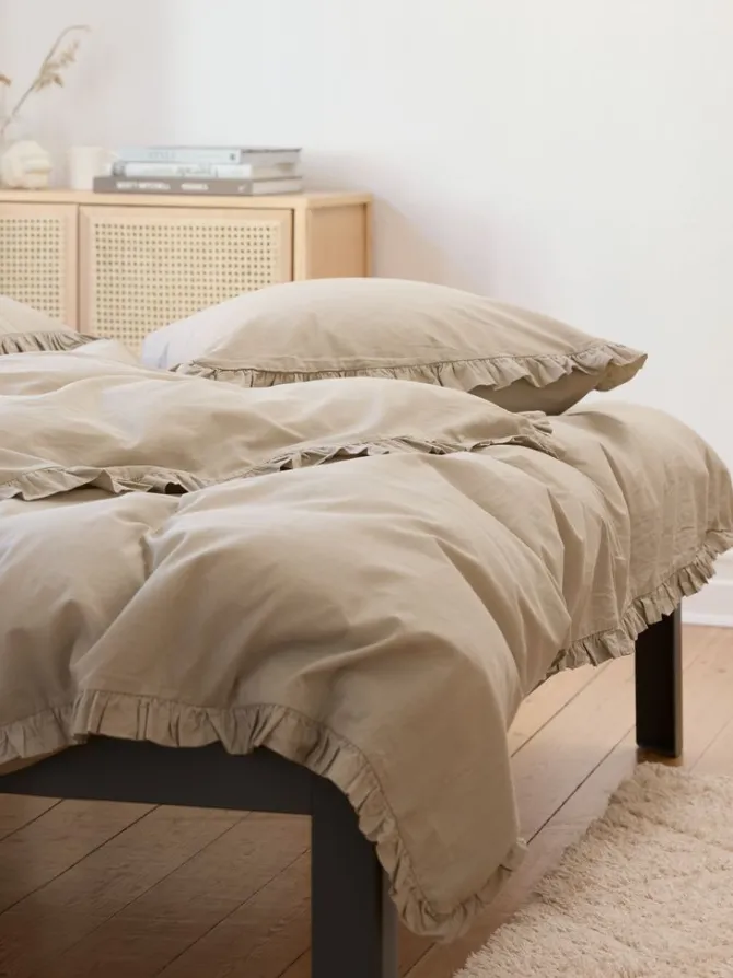 Sengetøj ELMA vasket bomuld 140x200 sand