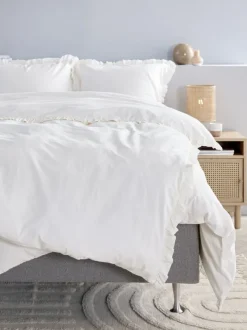 Sengetøj ELMA vasket bomuld 140x200 hvid