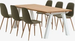 SKAGEN L200 bord eg + 4 BISTRUP stole olivengrøn