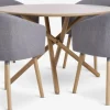 SKIBET Ø120 bord lys eg + 4 KLOSTER stole lysegrå/eg