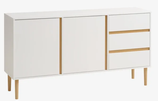 Skænk FENSMARK 2 låger 3 skuffer hvid/eg