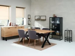 Skænk SANDBY 2 låger + 3 skuffer eg natur/sort