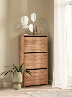 Skoskab KULHUSE 3 rum eg naturfarve