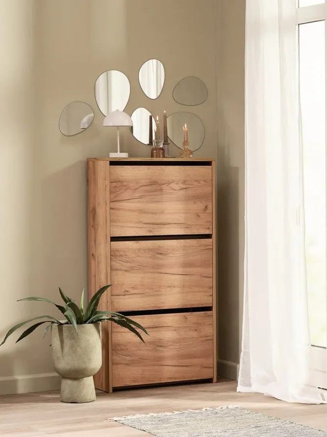 Skoskab KULHUSE 3 rum eg naturfarve