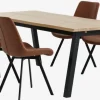 SKOVLUNDE L200 bord eg natur + 4 HYGUM stole cognac