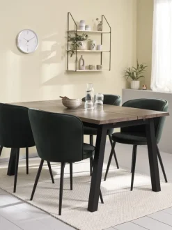 SKOVLUNDE L160 bord mørk eg + 4 RISSKOV stole mørkegrøn