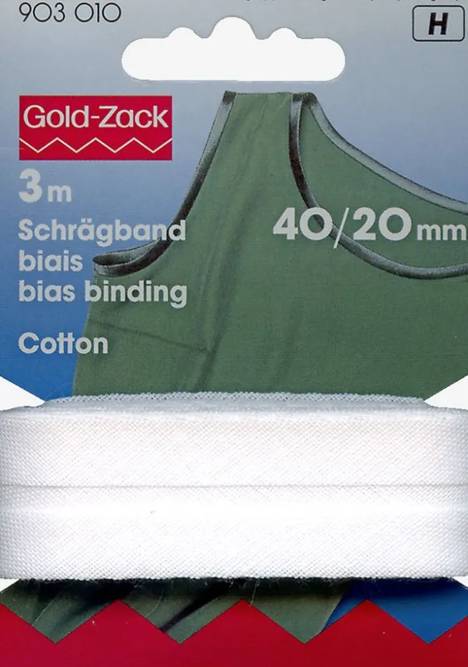Skråbånd bomuld 40/20 mm hvid