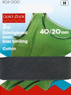 Skråbånd bomuld 40/20 mm sort