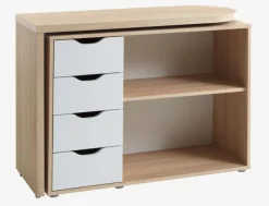 Skrivebord LANGAGER 41-107x107-165 lys eg farve/hvid