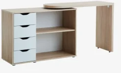 Skrivebord LANGAGER 41-107x107-165 lys eg farve/hvid