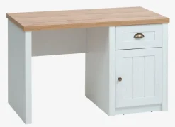 Skrivebord MARKSKEL 60x120 1 låge 1 skuffe hvid/egefarve