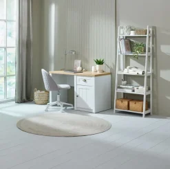 Skrivebord MARKSKEL 60x120 1 låge 1 skuffe hvid/egefarve