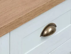 Skrivebord MARKSKEL 60x120 1 låge 1 skuffe hvid/egefarve