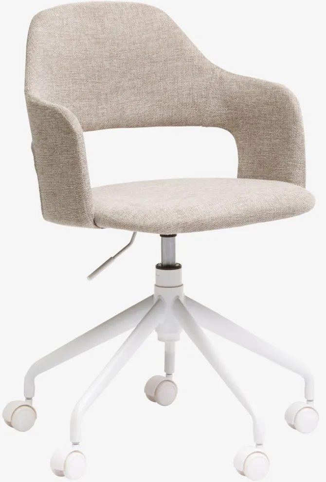 Skrivebordsstol REERSLEV sandfarvet stof/hvid