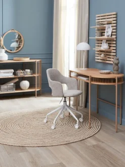 Skrivebordsstol REERSLEV sandfarvet stof/hvid