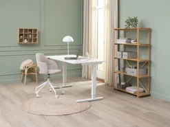 Skrivebordsstol REERSLEV sandfarvet stof/hvid