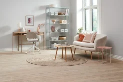 Skrivebordsstol REERSLEV sandfarvet stof/hvid