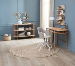 Skrivebordsstol REERSLEV sandfarvet stof/hvid