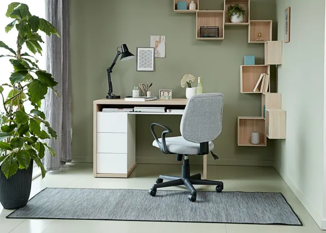 Skrivebordsstol RUNGSTED gråt stof/sort