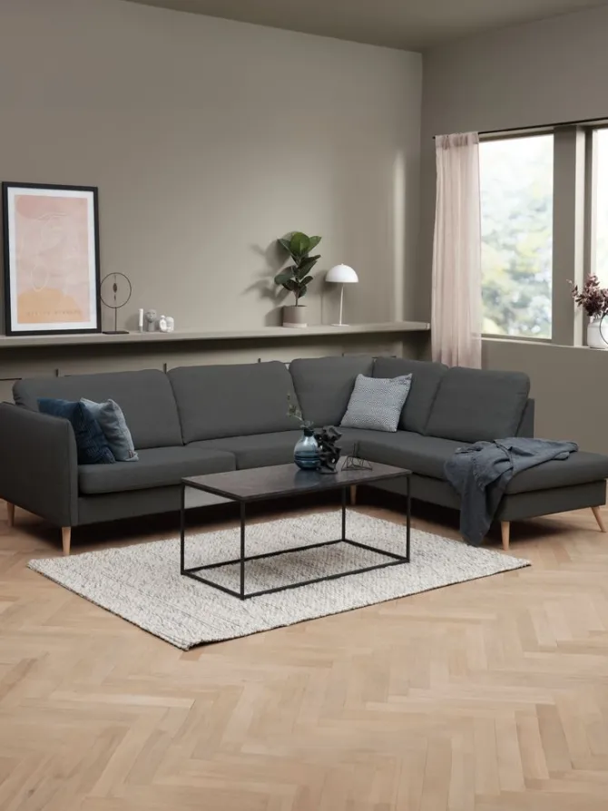 Sofa AARHUS open-end højrevendt mørkegråt stof