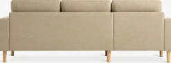 Sofa EGENSE chaiselong sandfarvet stof/egefarve
