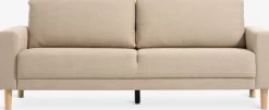 Sofa EGENSE 3-pers. sandfarvet stof/egefarve