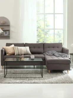 Sofa FALSLEV chaiselong gråt stof