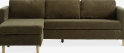 Sofa FALSLEV chaiselong olivengrønt fløjl