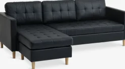 Sofa FALSLEV chaiselong sort kunstlæder