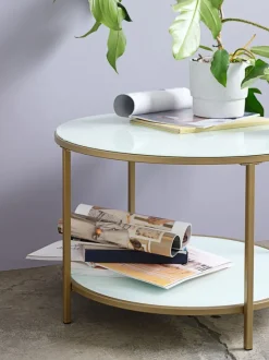 Sofabord GADEVANG Ø65 hvid/guld