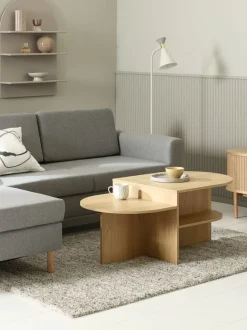 Sofabord LISBJERG 60x107 m/hylder eg naturfarve