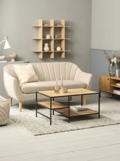 Sofabord TRAPPEDAL 90x60 2 hylder egefarve/sort