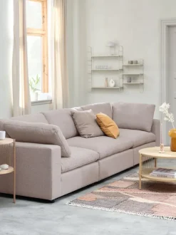 Sofamodul LUNDBY hjørne/ende sandfarvet stof