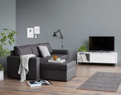 Sovesofa chaiselong MARSLEV mørkegråt stof