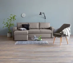 Sovesofa chaiselong MARSLEV lysegråt stof