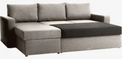 Sovesofa chaiselong MARSLEV lysegråt stof