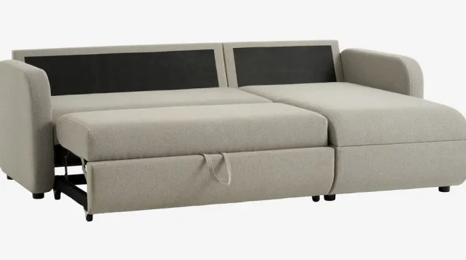 Sovesofa chaiselong MOMMARK beige stof