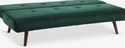 Sovesofa JUVRE mørkegrøn velour/valnød